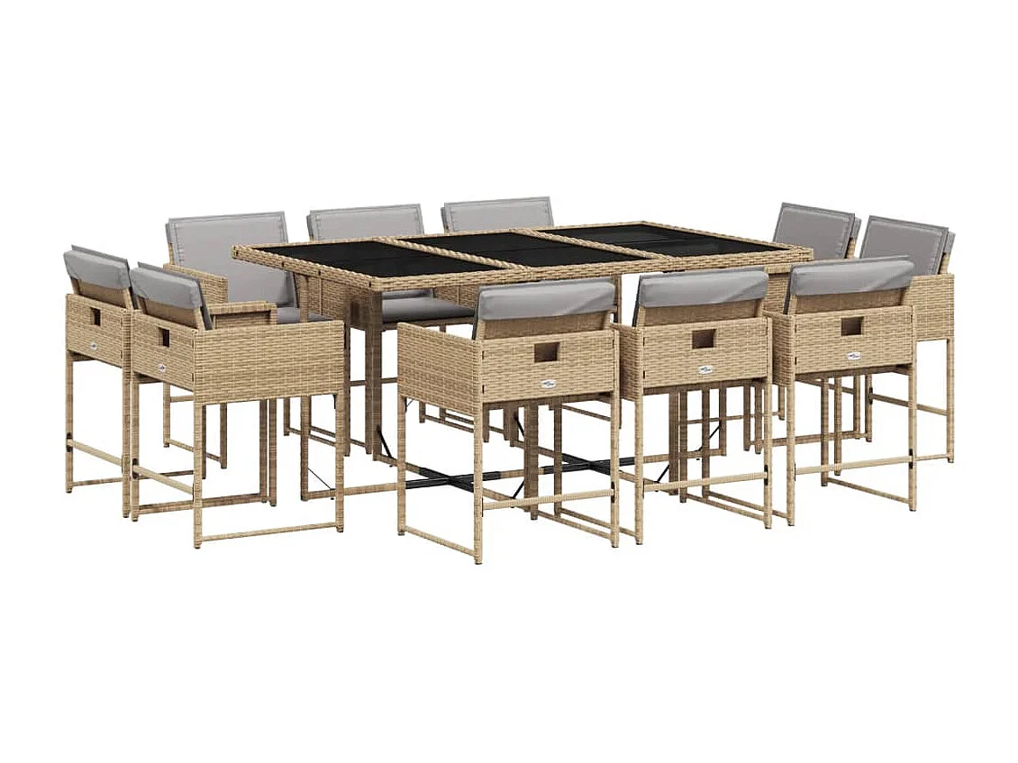 Brienne 11-delige Tuinset met kussens poly rattan gemengd beige