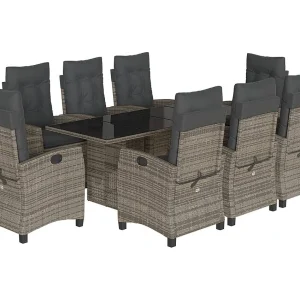 Bryndra 9-delige Tuinset met kussens poly rattan grijs Bryndra 9-delige Tuinset met kussens poly rattan grijs