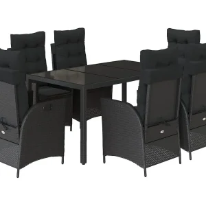 Chattanooga 7-delige Tuinset met kussens poly rattan zwart Chattanooga 7-delige Tuinset met kussens poly rattan zwart