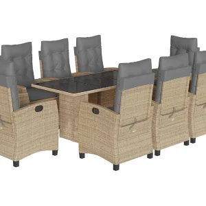 Bryndra 9-delige Tuinset met kussens poly rattan gemengd beige Bryndra 9-delige Tuinset met kussens poly rattan gemengd beige