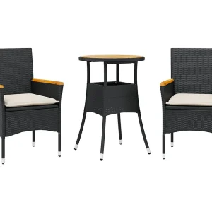Butler 3-delige Tuinset met kussens poly rattan en acaciahout zwart Butler 3-delige Tuinset met kussens poly rattan en acaciahout zwart