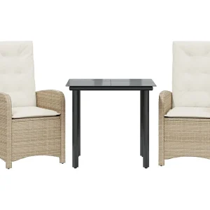 Castlefinn  3-delige Tuinset met kussens poly rattan beige