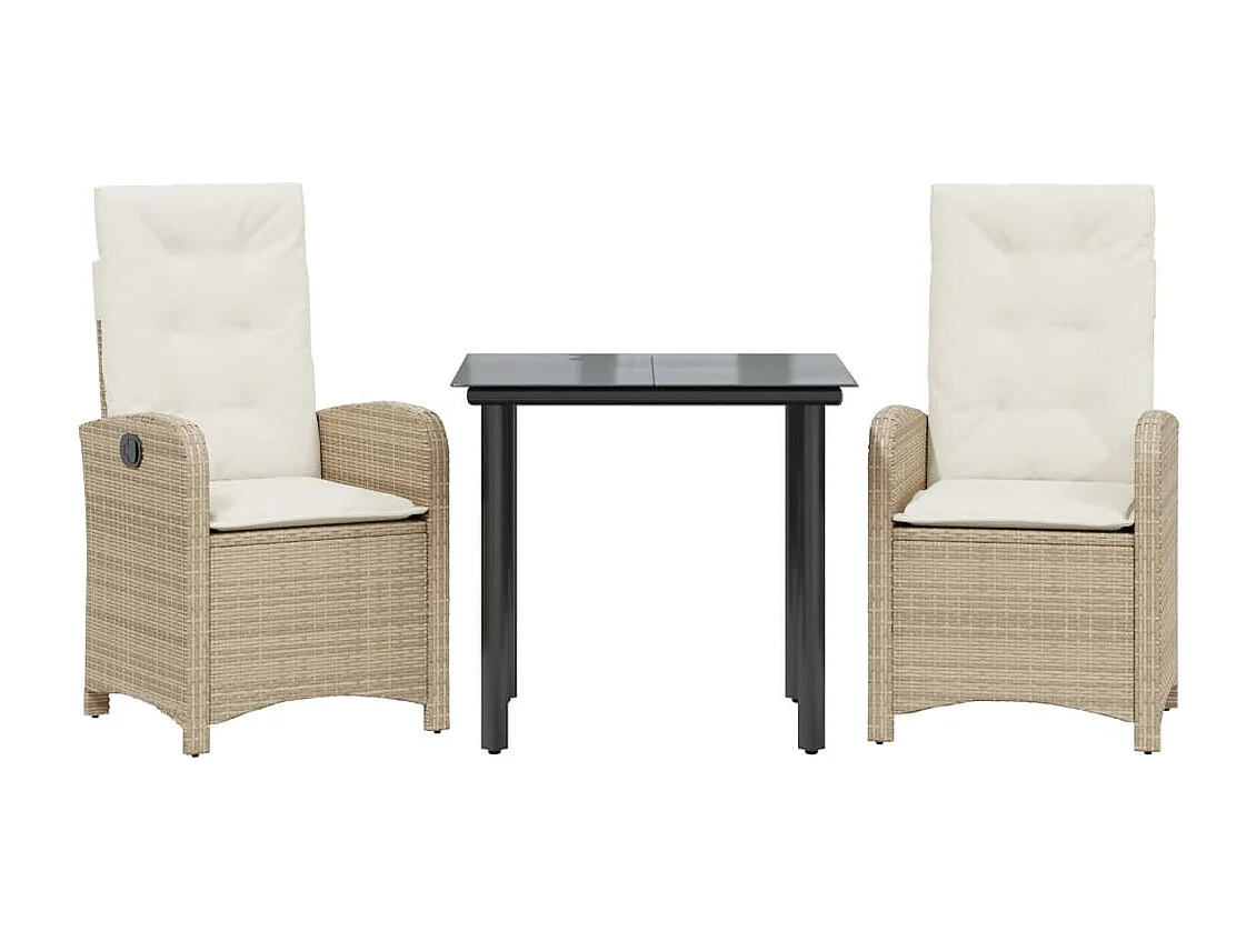 Castlefinn 3-delige Tuinset met kussens poly rattan beige