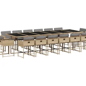 Brienne 17-delige Tuinset met kussens poly rattan gemengd beige Brienne 17-delige Tuinset met kussens poly rattan gemengd beige