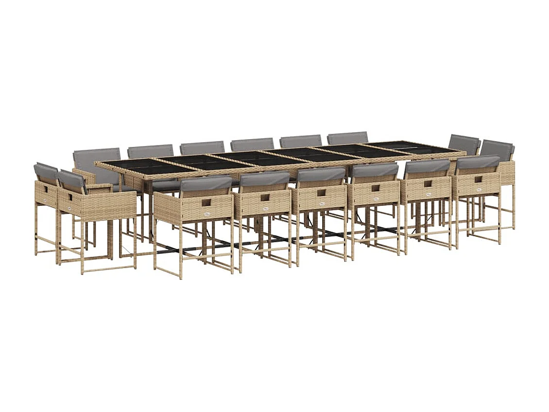 Brienne 17-delige Tuinset met kussens poly rattan gemengd beige