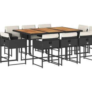 Brienne 11-delige Tuinset met kussens poly rattan zwart Brienne 11-delige Tuinset met kussens poly rattan zwart
