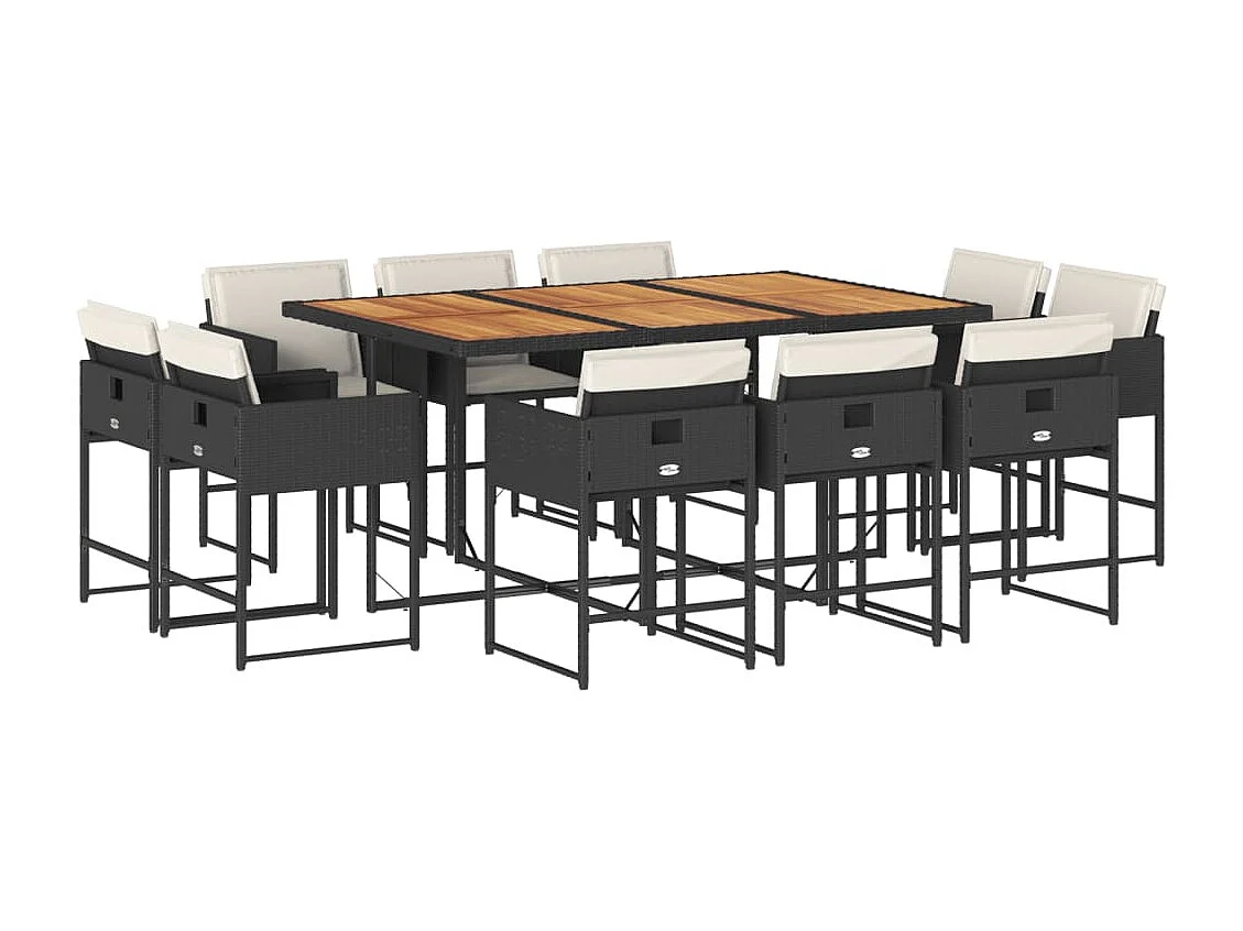 Brienne 11-delige Tuinset met kussens poly rattan zwart