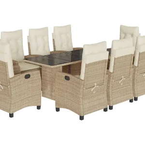 Bryndra 9-delige Tuinset met kussens poly rattan beige Bryndra 9-delige Tuinset met kussens poly rattan beige