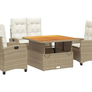 Brazil  4-delige Tuinset met kussens poly rattan beige
