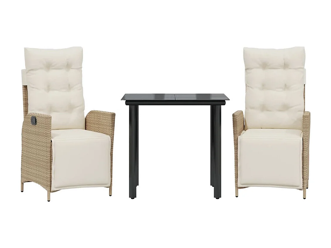 Cascade 3-delige Tuinset met kussens poly rattan beige