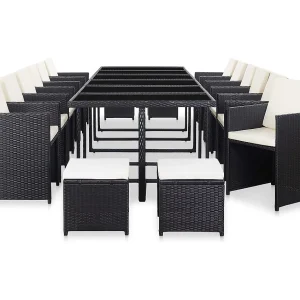 Browns Mills 17-delige Tuinset met kussens poly rattan zwart Browns Mills 17-delige Tuinset met kussens poly rattan zwart