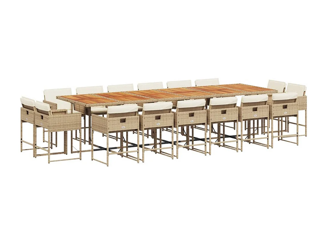 Brienne 17-delige Tuinset met kussens poly rattan beige