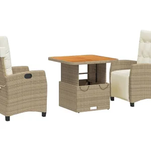 Brazil  3-delige Tuinset met kussens poly rattan beige