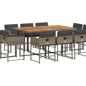 Brienne 11-delige Tuinset met kussens poly rattan grijs Brienne 11-delige Tuinset met kussens poly rattan grijs