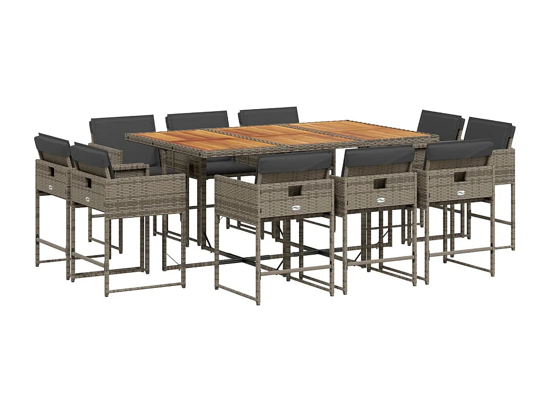 Brienne 11-delige Tuinset met kussens poly rattan grijs