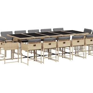 Brienne 15-delige Tuinset met kussens poly rattan gemengd beige Brienne 15-delige Tuinset met kussens poly rattan gemengd beige