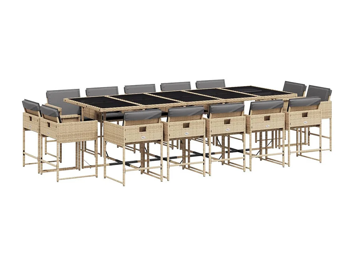 Brienne 15-delige Tuinset met kussens poly rattan gemengd beige