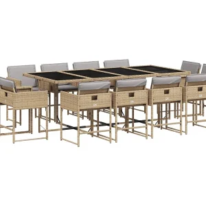 Brienne 13-delige Tuinset met kussens poly rattan gemengd beige Brienne 13-delige Tuinset met kussens poly rattan gemengd beige