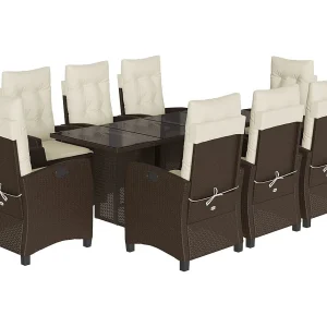 Bryndra 9-delige Tuinset met kussens poly rattan bruin Bryndra 9-delige Tuinset met kussens poly rattan bruin