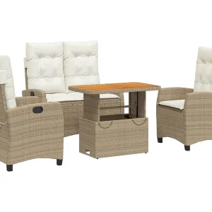 Brazil  4-delige Tuinset met kussens poly rattan beige