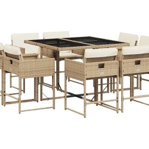 Brienne  9-delige Tuinset met kussens poly rattan beige