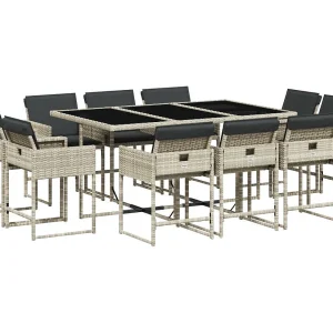 Brienne 11-delige Tuinset met kussens poly rattan lichtgrijs Brienne 11-delige Tuinset met kussens poly rattan lichtgrijs