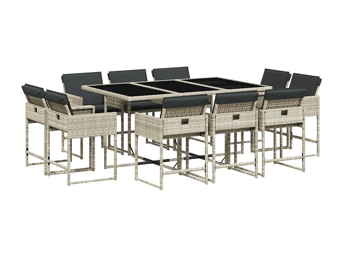 Brienne 11-delige Tuinset met kussens poly rattan lichtgrijs