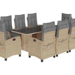 Bryndra 9-delige Tuinset met kussens poly rattan gemengd beige Bryndra 9-delige Tuinset met kussens poly rattan gemengd beige