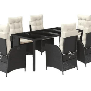 Chattanooga 7-delige Tuinset met kussens poly rattan zwart Chattanooga 7-delige Tuinset met kussens poly rattan zwart