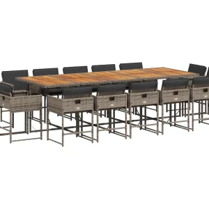 Brienne 15-delige Tuinset met kussens poly rattan grijs Brienne 15-delige Tuinset met kussens poly rattan grijs