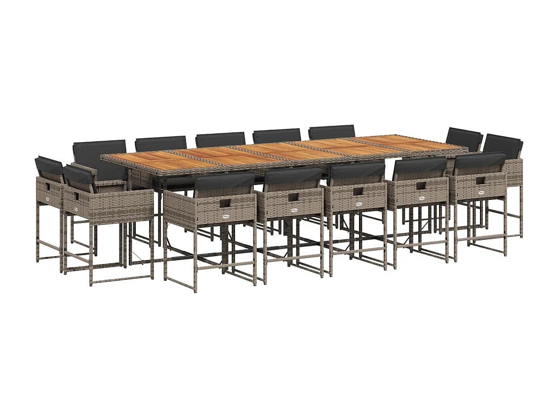Brienne 15-delige Tuinset met kussens poly rattan grijs