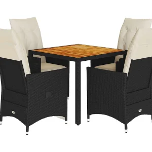 Carlisle 5-delige Tuinset met kussens poly rattan zwart Carlisle 5-delige Tuinset met kussens poly rattan zwart