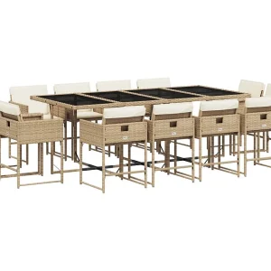 Brienne 13-delige Tuinset met kussens poly rattan beige Brienne 13-delige Tuinset met kussens poly rattan beige