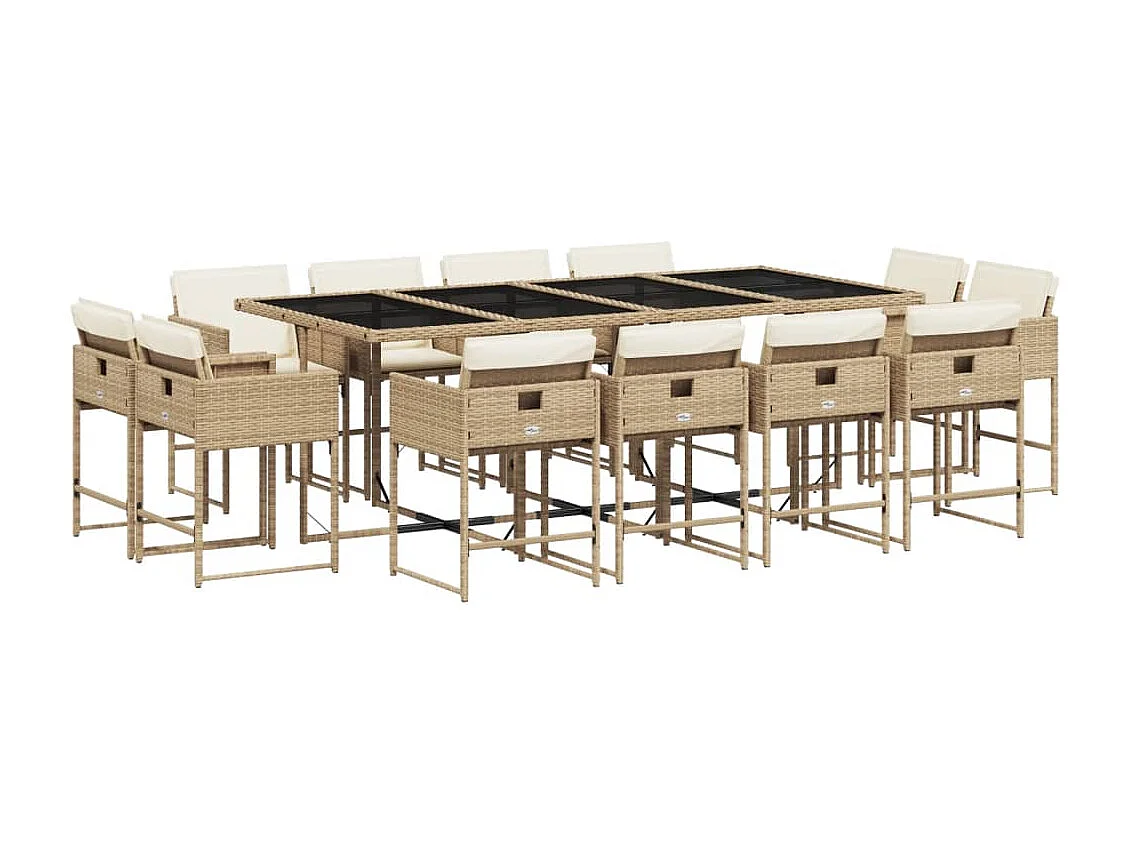 Brienne 13-delige Tuinset met kussens poly rattan beige