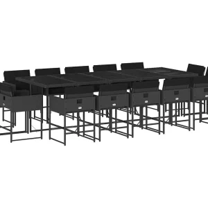 Brienne 15-delige Tuinset met kussens poly rattan zwart Brienne 15-delige Tuinset met kussens poly rattan zwart