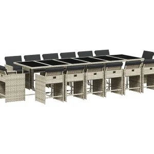 Celina  17-delige Tuinset met kussens poly rattan lichtgrijs