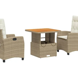 Brazil  3-delige Tuinset met kussens poly rattan beige