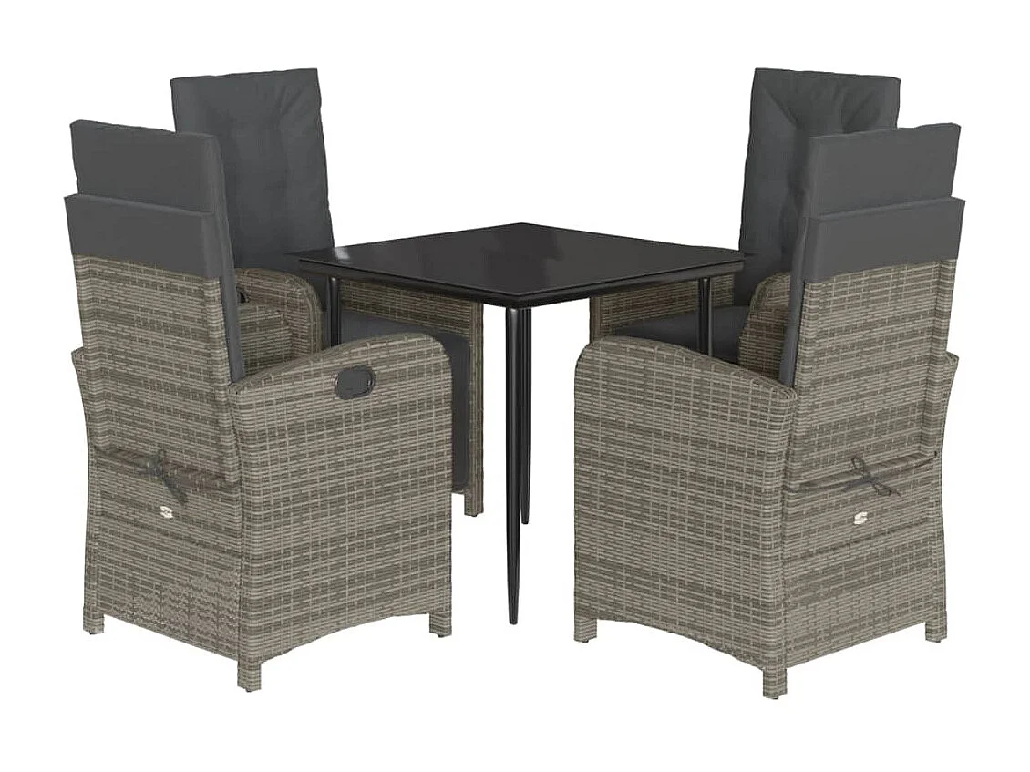 Caltanissetta 5-delige Tuinset met kussens poly rattan grijs