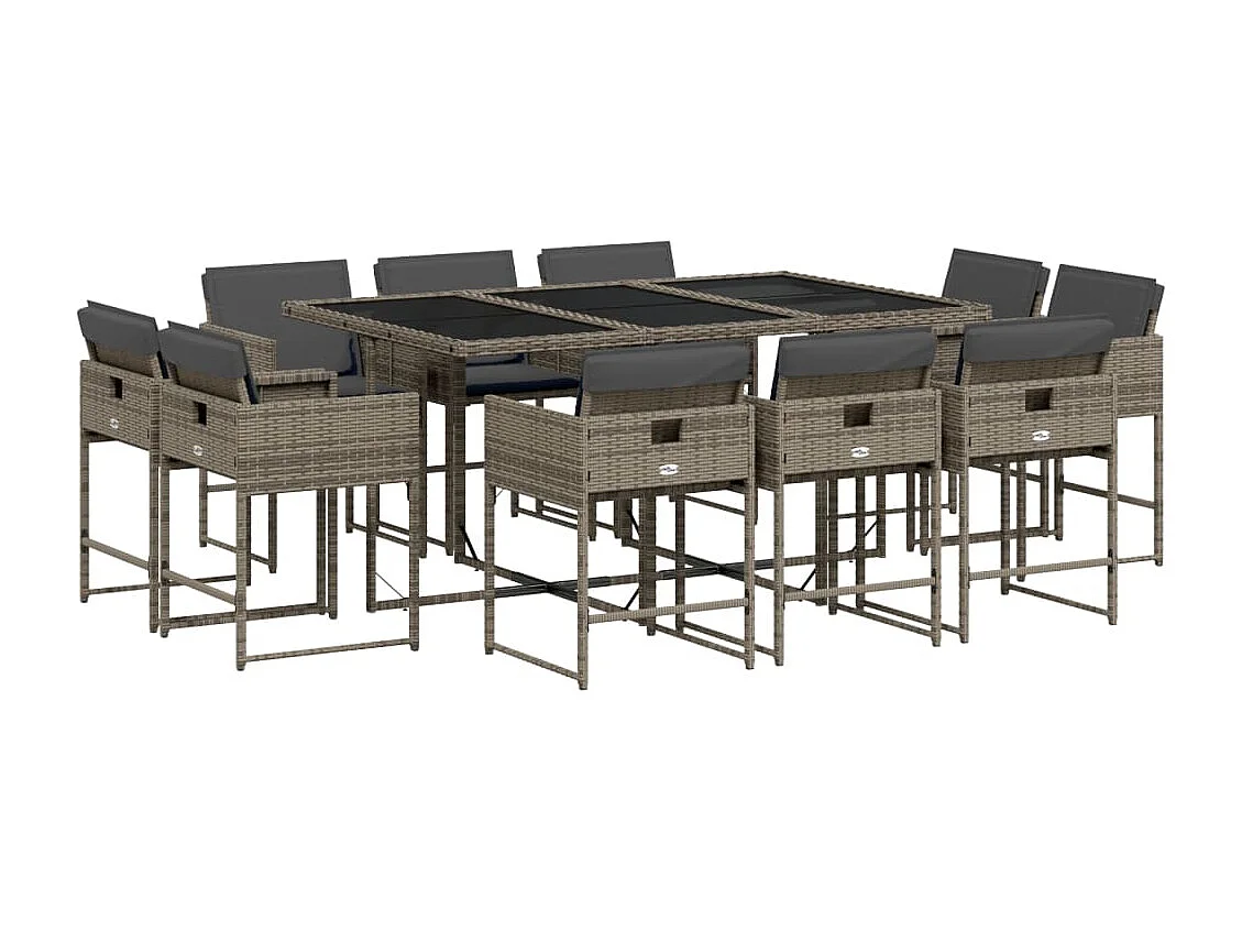 Brienne 11-delige Tuinset met kussens poly rattan grijs