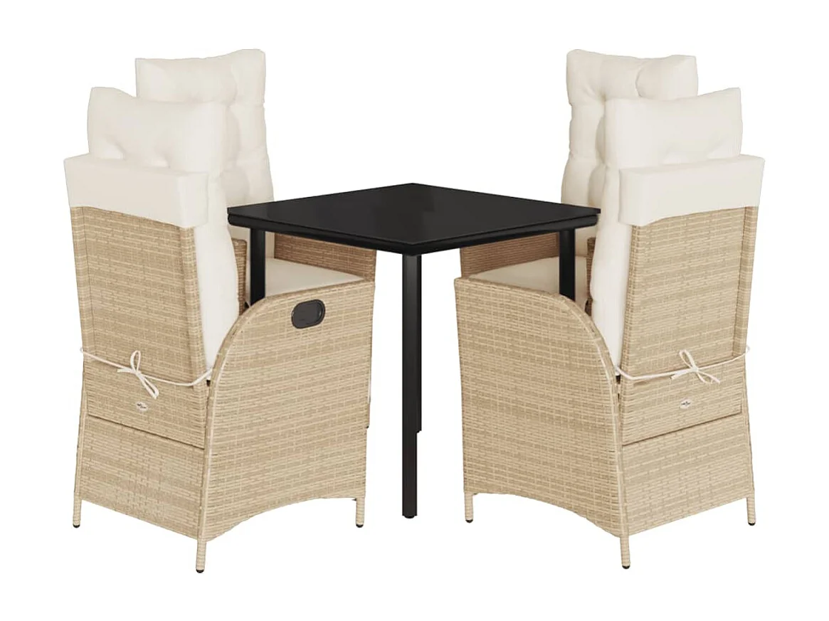 Cascade 5-delige Tuinset met kussens poly rattan beige