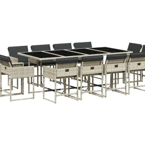 Brienne 13-delige Tuinset met kussens poly rattan lichtgrijs Brienne 13-delige Tuinset met kussens poly rattan lichtgrijs