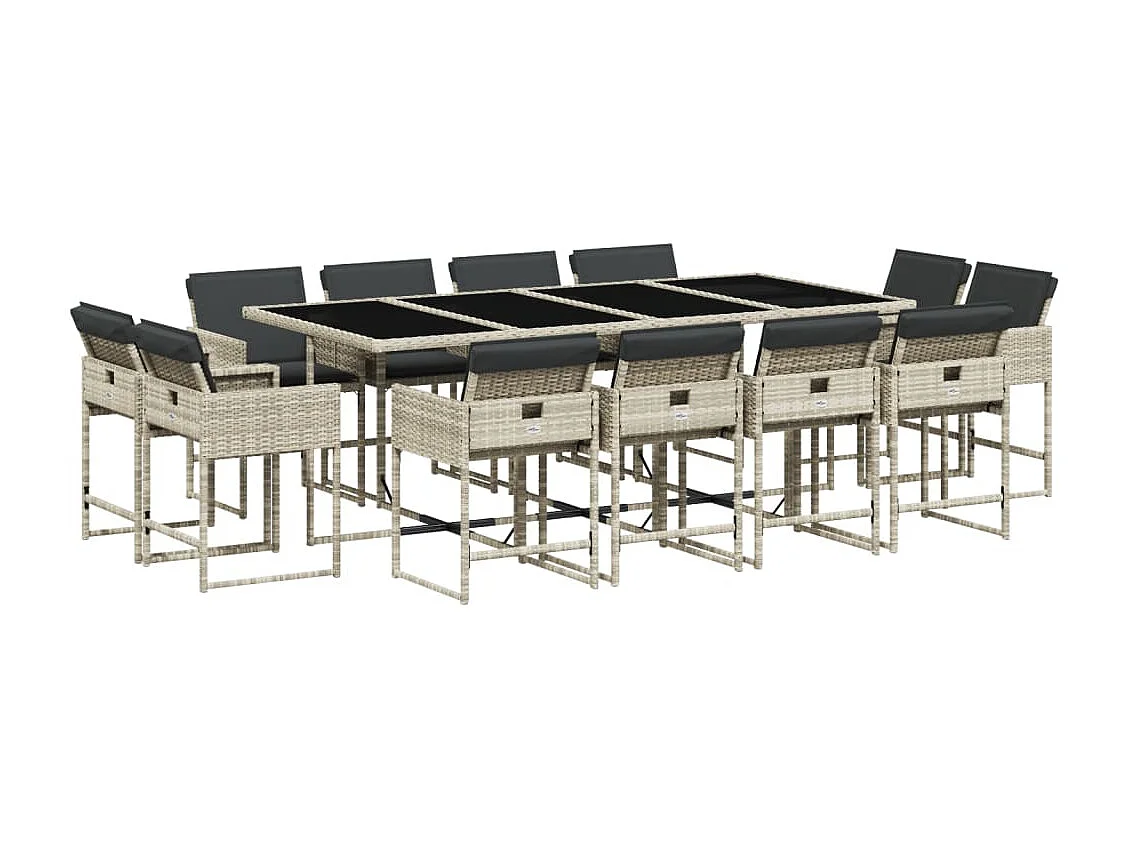 Brienne 13-delige Tuinset met kussens poly rattan lichtgrijs