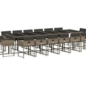 Brienne 17-delige Tuinset met kussens poly rattan grijs Brienne 17-delige Tuinset met kussens poly rattan grijs