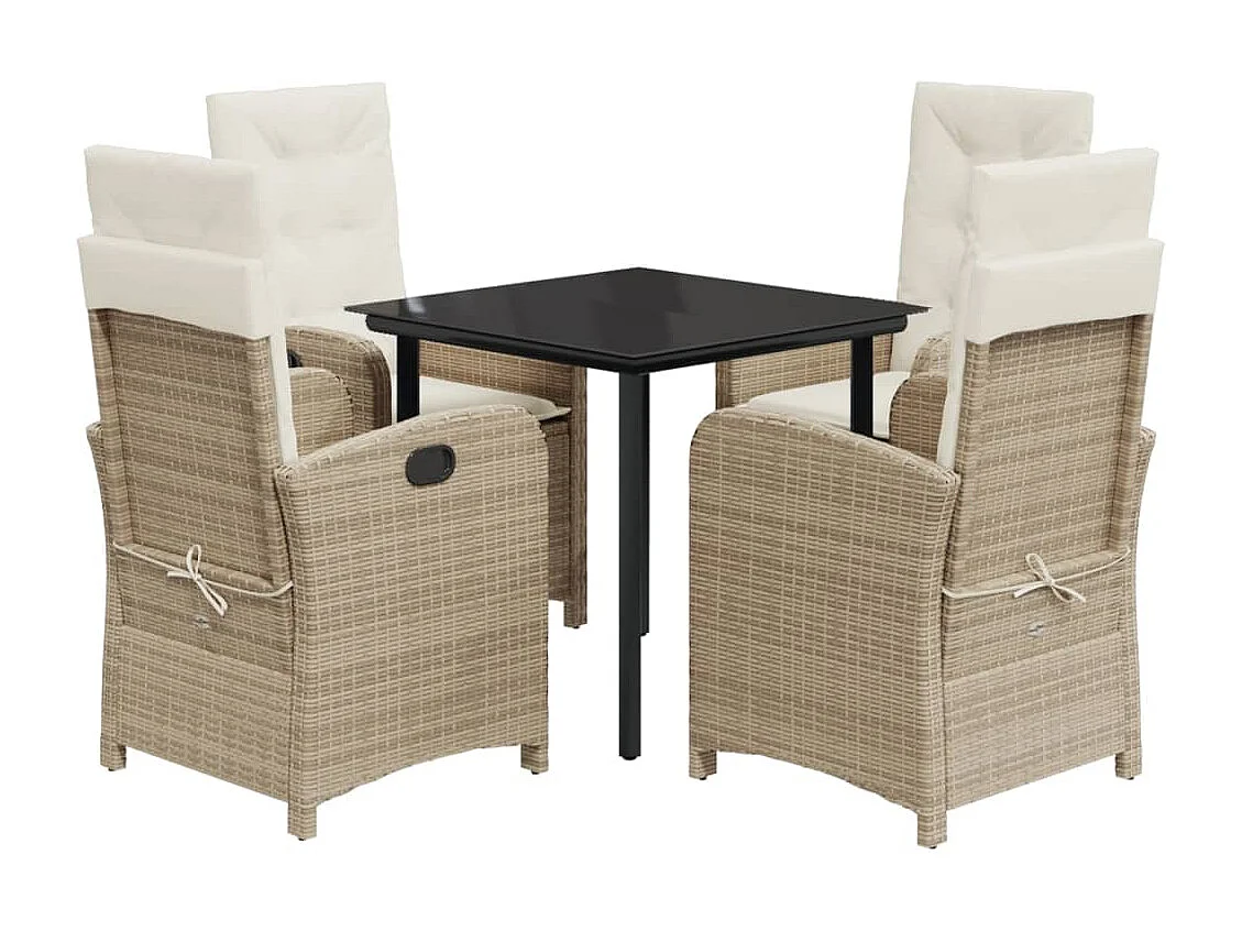 Castlefinn 5-delige Tuinset met kussens poly rattan beige