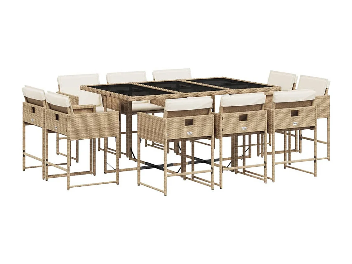 Brienne 11-delige Tuinset met kussens poly rattan beige