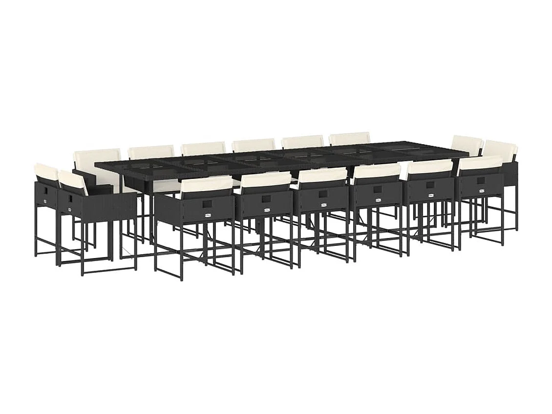 Brienne 17-delige Tuinset met kussens poly rattan zwart