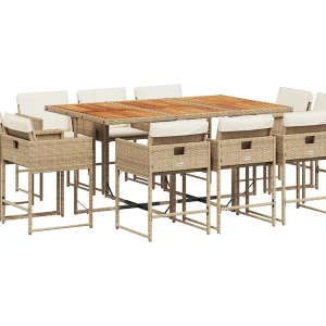 Brienne 11-delige Tuinset met kussens poly rattan beige Brienne 11-delige Tuinset met kussens poly rattan beige
