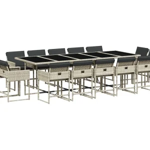 Brienne 15-delige Tuinset met kussens poly rattan lichtgrijs Brienne 15-delige Tuinset met kussens poly rattan lichtgrijs