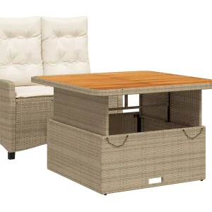 Brazil  2-delige Tuinset met kussens poly rattan beige