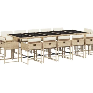 Brienne 15-delige Tuinset met kussens poly rattan beige Brienne 15-delige Tuinset met kussens poly rattan beige